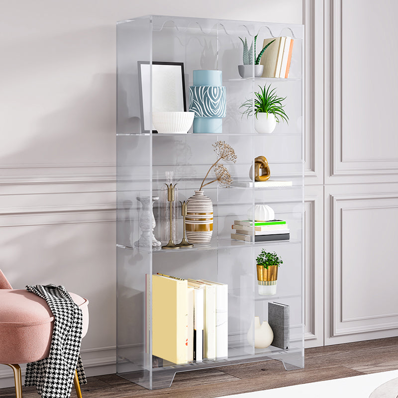 Contemporary Closed Back Standard Bookshelf Acrylic Bookcase with Rectangular Shelves
