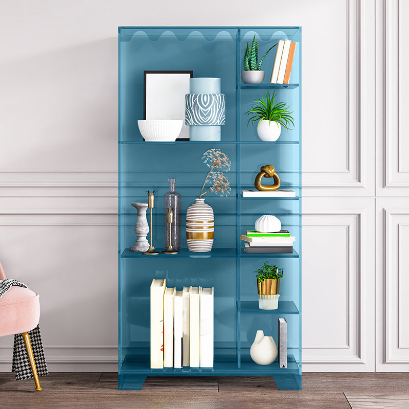 Contemporary Closed Back Standard Bookshelf Acrylic Bookcase with Rectangular Shelves