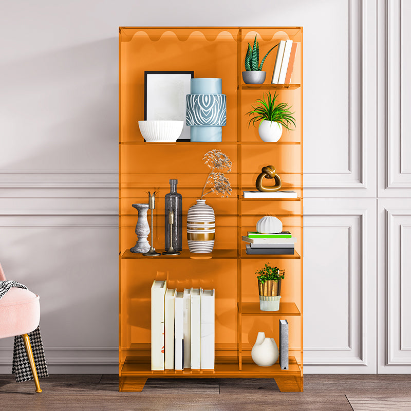 Contemporary Closed Back Standard Bookshelf Acrylic Bookcase with Rectangular Shelves