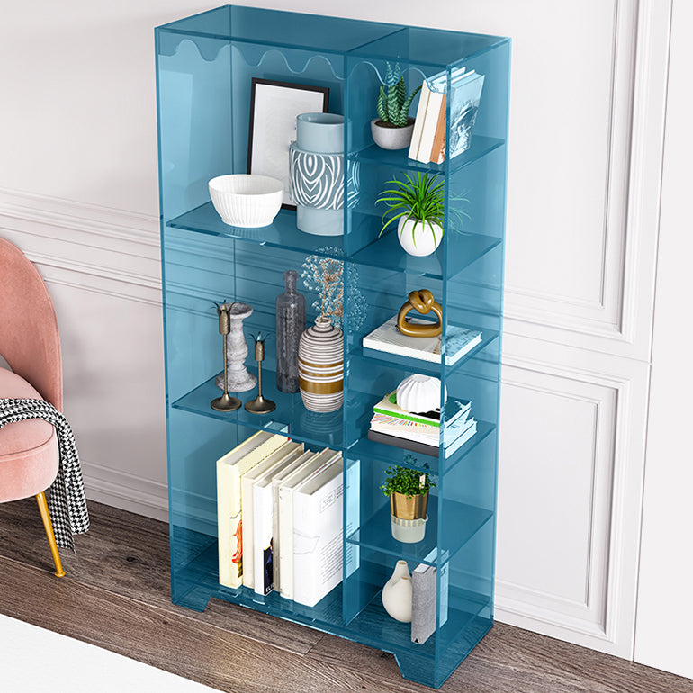 Contemporary Closed Back Standard Bookshelf Acrylic Bookcase with Rectangular Shelves