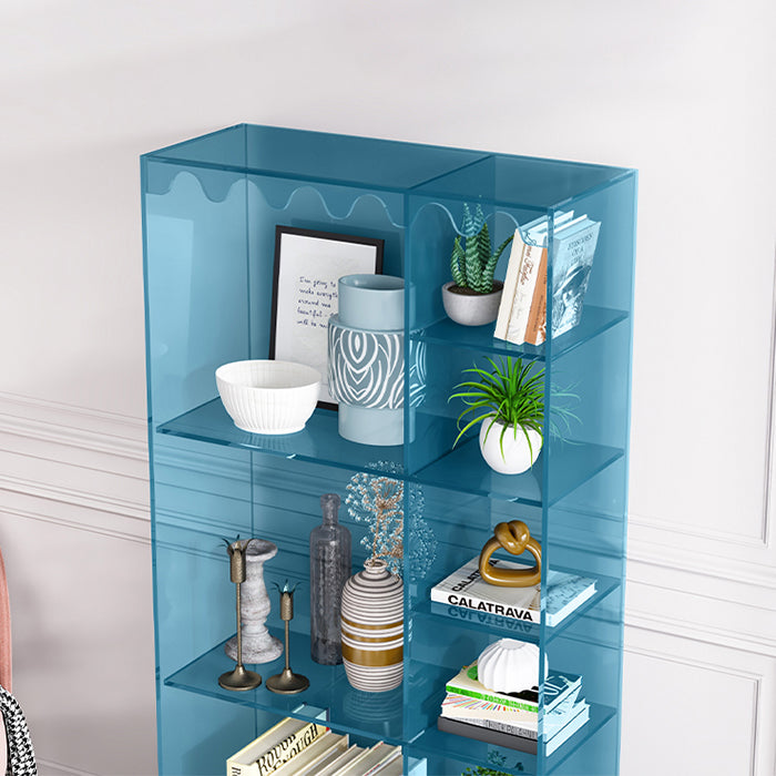 Contemporary Closed Back Standard Bookshelf Acrylic Bookcase with Rectangular Shelves