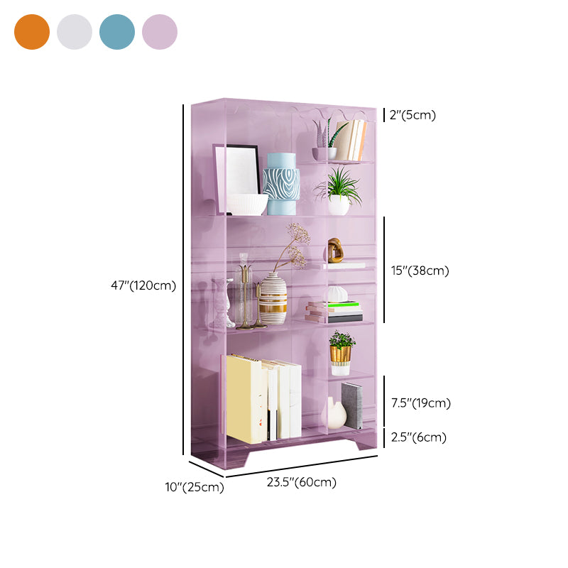 Contemporary Closed Back Standard Bookshelf Acrylic Bookcase with Rectangular Shelves