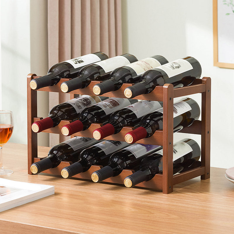 Countertop Wine Rack Wooden Wine Bottle Rack for Living Room