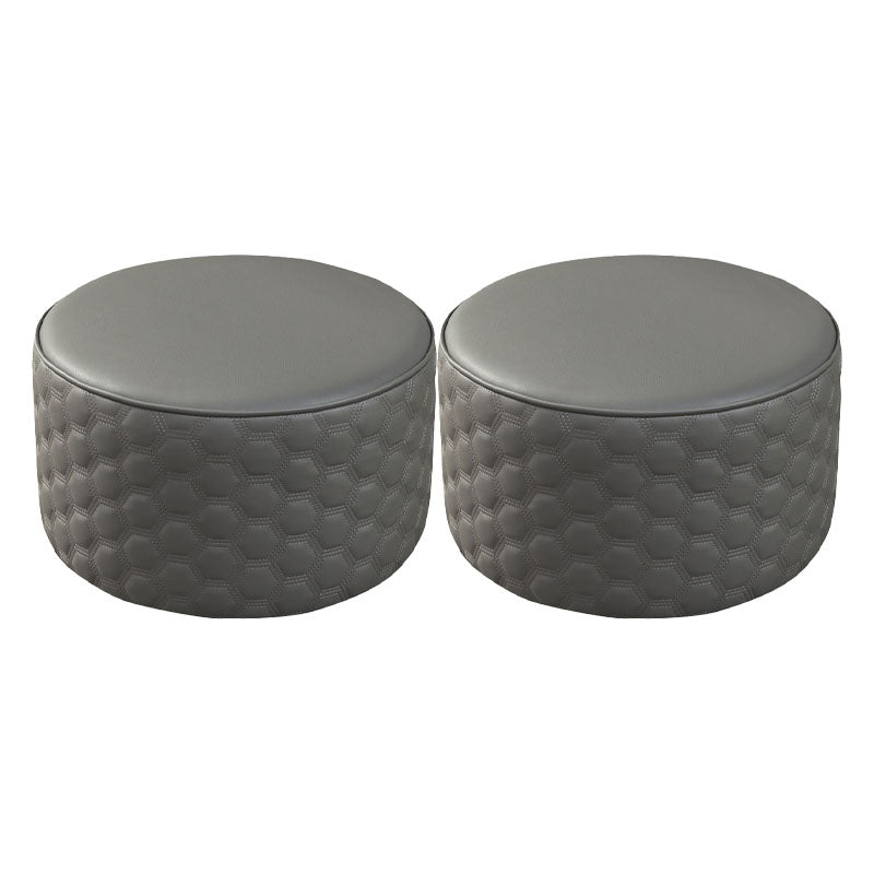 Genuine Leather Standard Stool Modern Minimalist Round Footrest