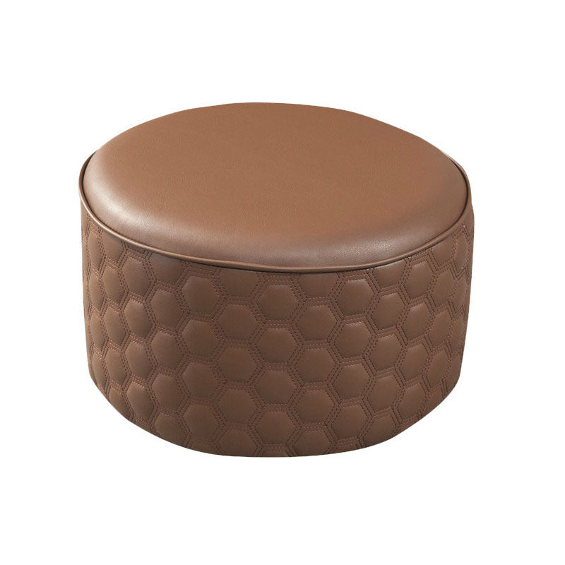 Genuine Leather Standard Stool Modern Minimalist Round Footrest