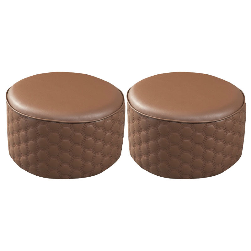 Genuine Leather Standard Stool Modern Minimalist Round Footrest
