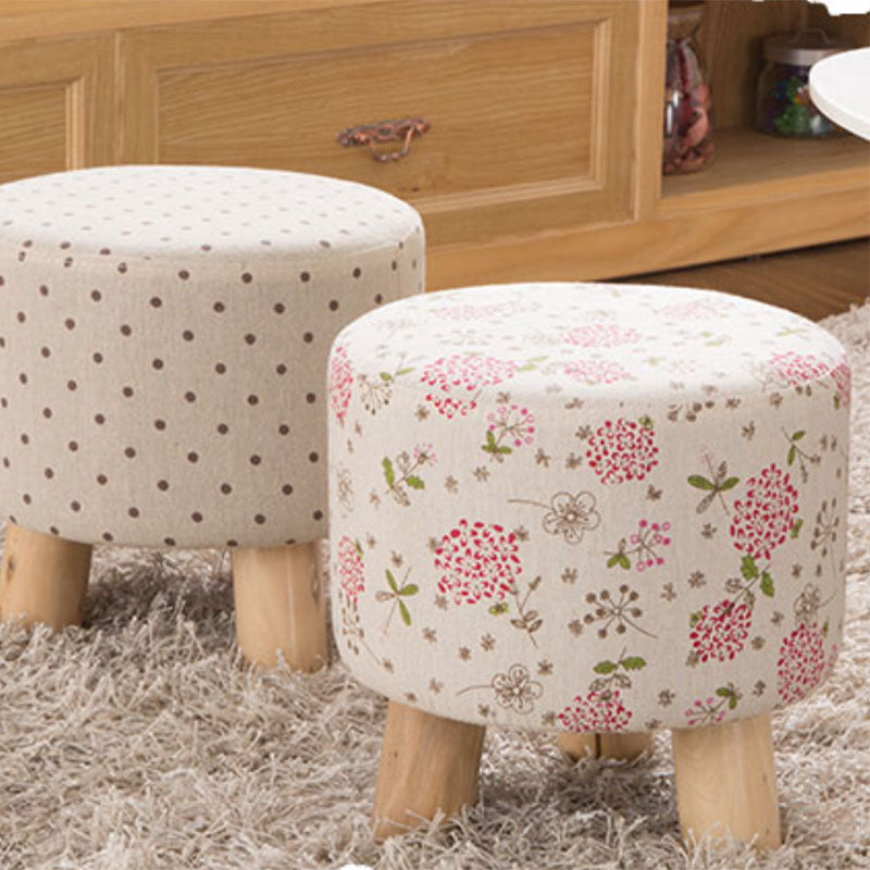 Fabric Standard Stool Contemporary Simple Round Upholstered Ottoman