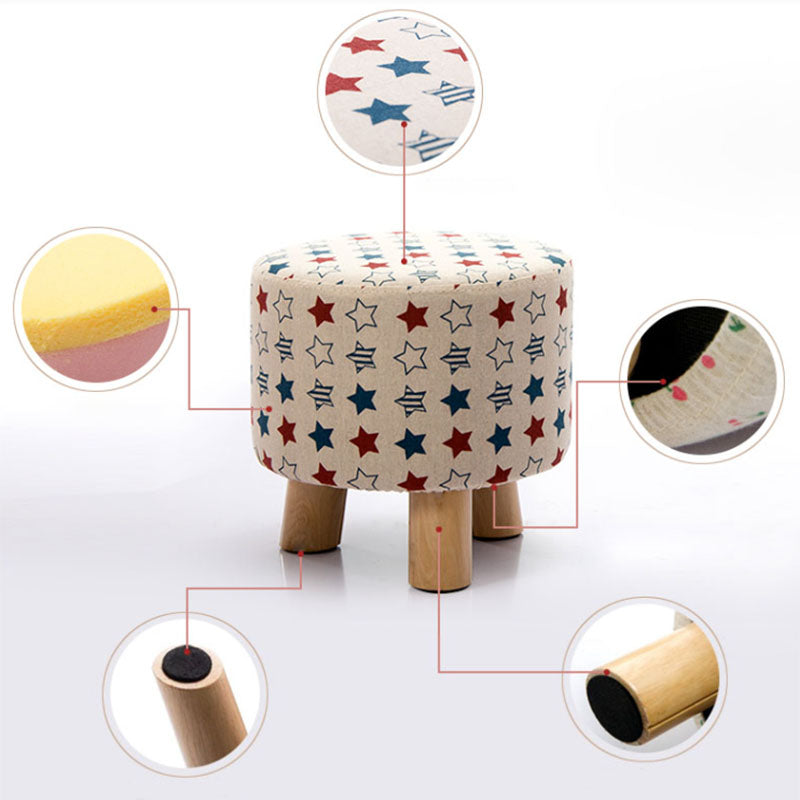Fabric Standard Stool Contemporary Simple Round Upholstered Ottoman