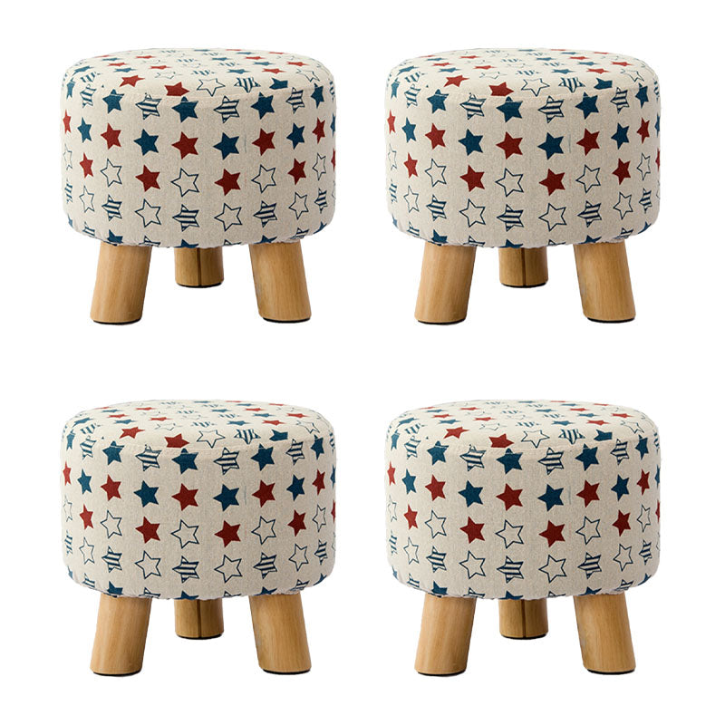 Fabric Standard Stool Contemporary Simple Round Upholstered Ottoman