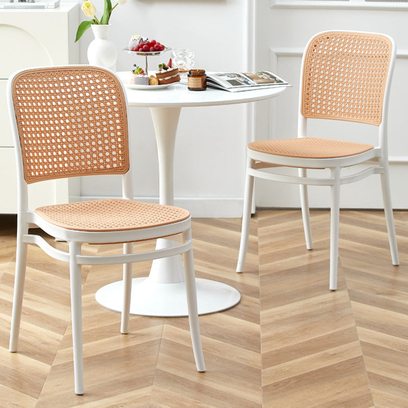 Tropical Plastic Armles Chairs Stacking Outdoors Dining Chairs