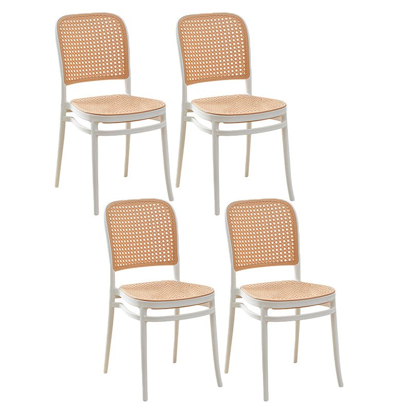 Tropical Plastic Armles Chairs Stacking Outdoors Dining Chairs