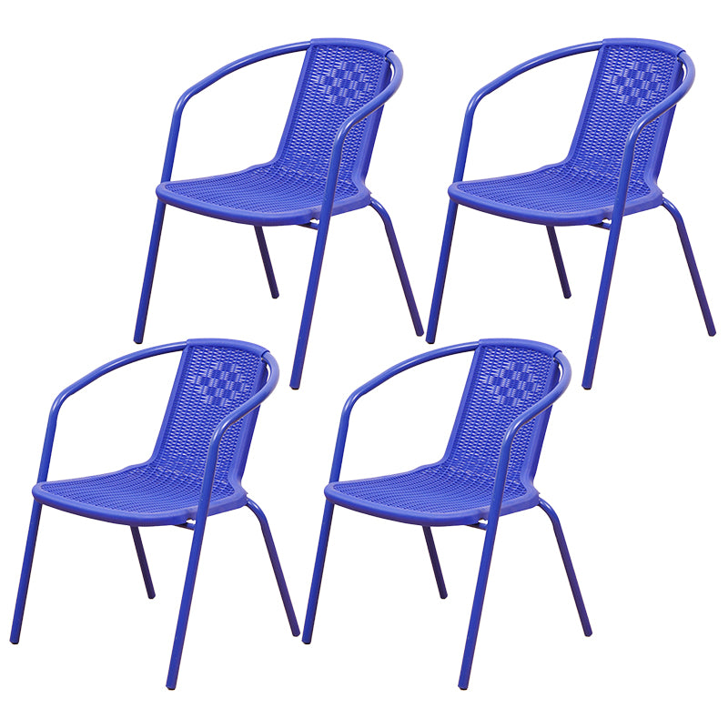 Tropical Rattan Outdoor Bistro Chairs Stacking Outdoors Dining Chairs with Arm