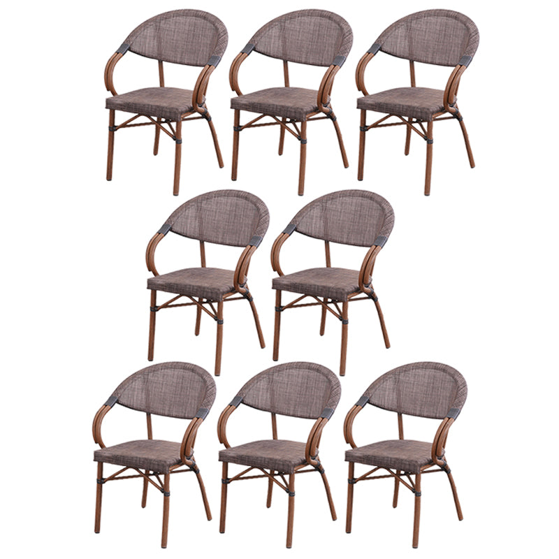 Tropical Rattan Outdoor Bistro Chairs Stacking Outdoors Dining Chairs with Arm