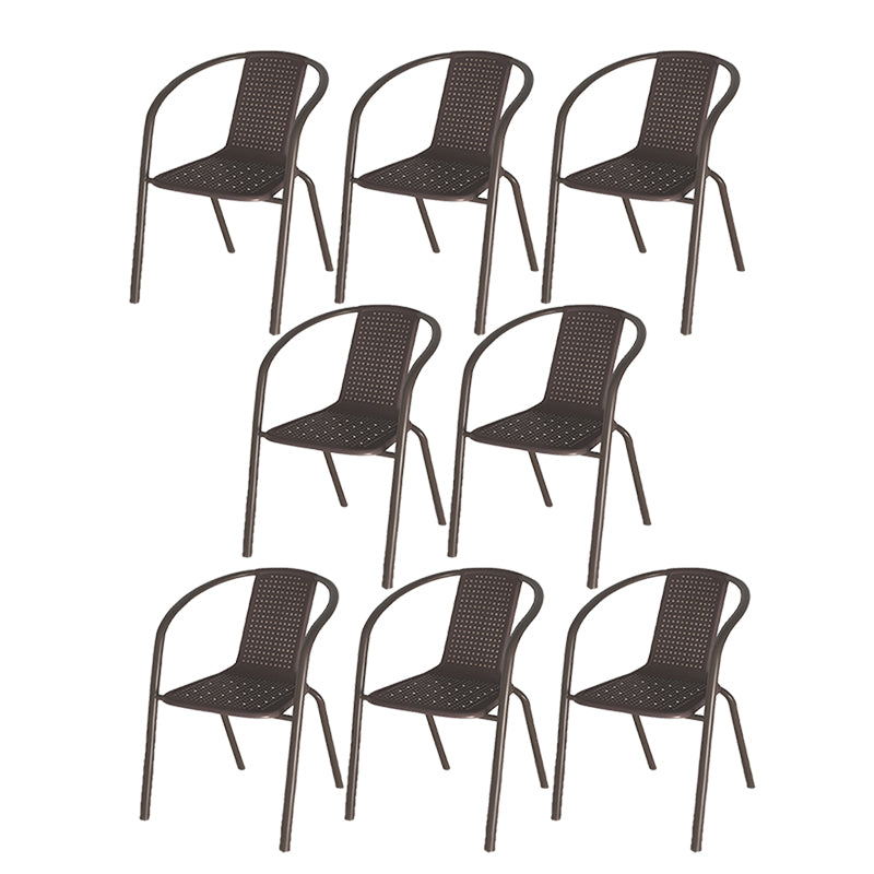 Tropical Rattan Outdoor Bistro Chairs Stacking Outdoors Dining Chairs with Arm