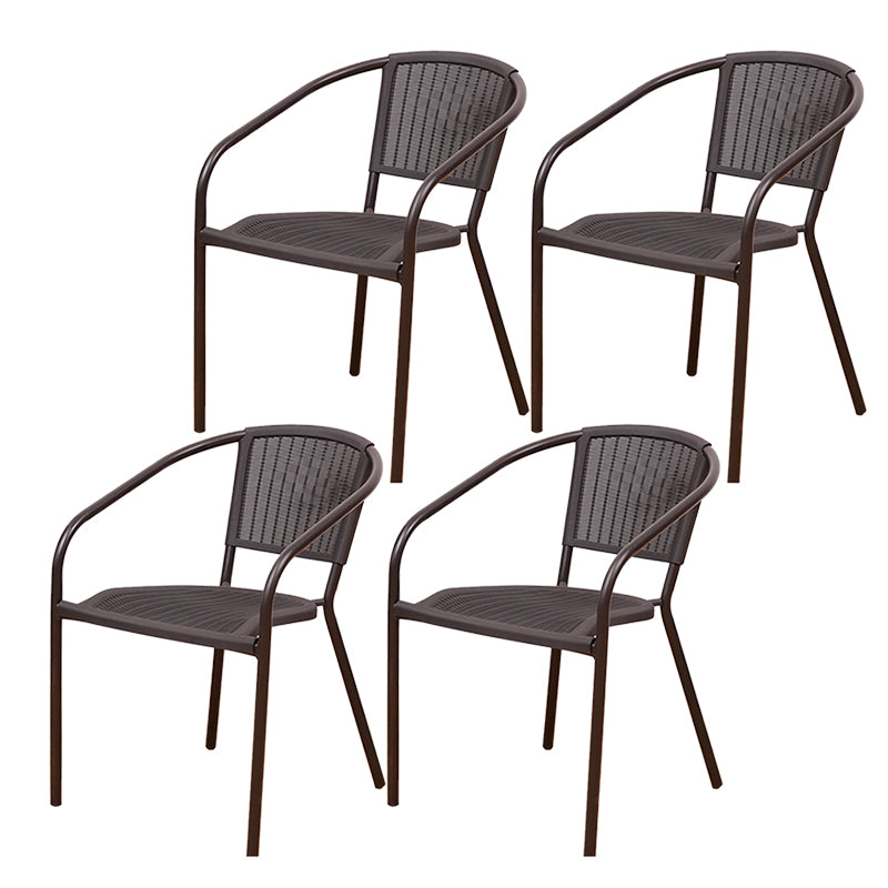 Tropical Rattan Outdoor Bistro Chairs Stacking Outdoors Dining Chairs with Arm