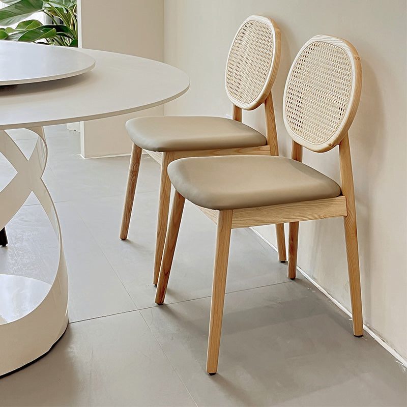 Tropical Dining Side Chair Rattan Outdoors Dining Chairs with Upholstered