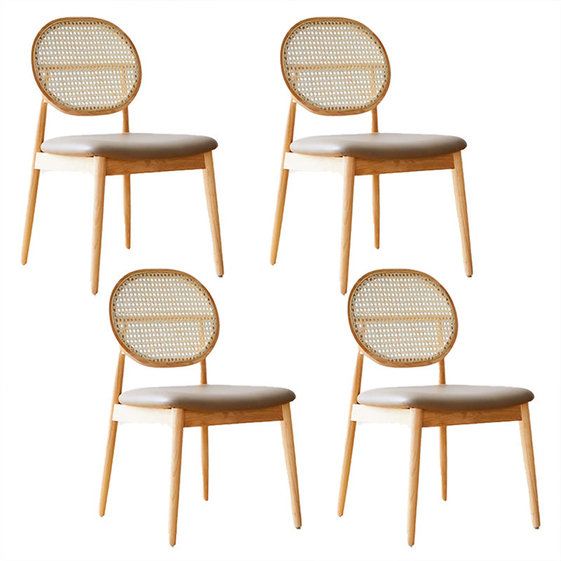 Tropical Dining Side Chair Rattan Outdoors Dining Chairs with Upholstered