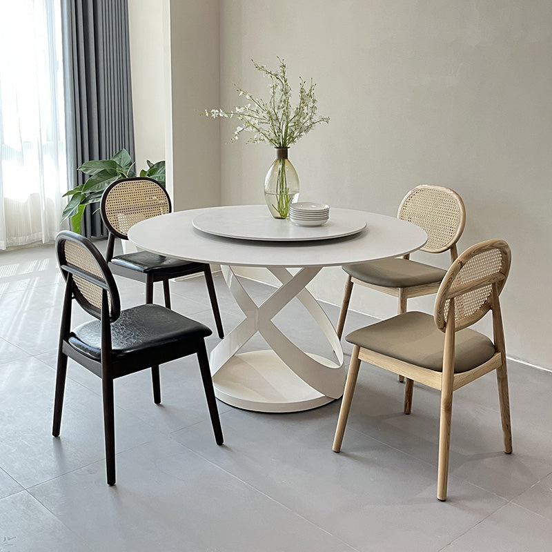 Tropical Dining Side Chair Rattan Outdoors Dining Chairs with Upholstered