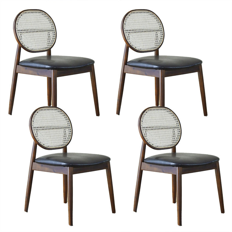 Tropical Dining Side Chair Rattan Outdoors Dining Chairs with Upholstered