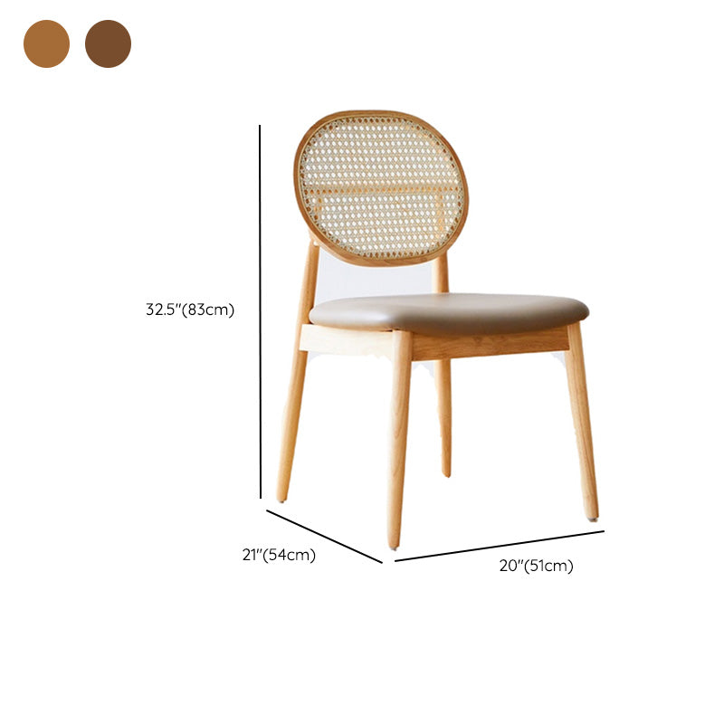 Tropical Dining Side Chair Rattan Outdoors Dining Chairs with Upholstered