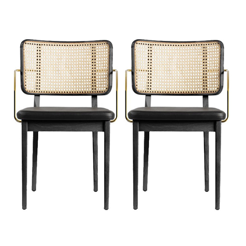 Tropical Armchair Rattan Stacking Outdoors Dining Chairs with Upholstered