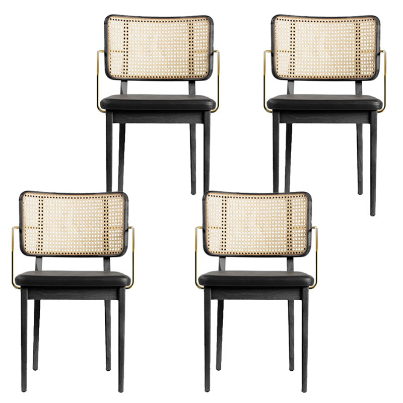 Tropical Armchair Rattan Stacking Outdoors Dining Chairs with Upholstered