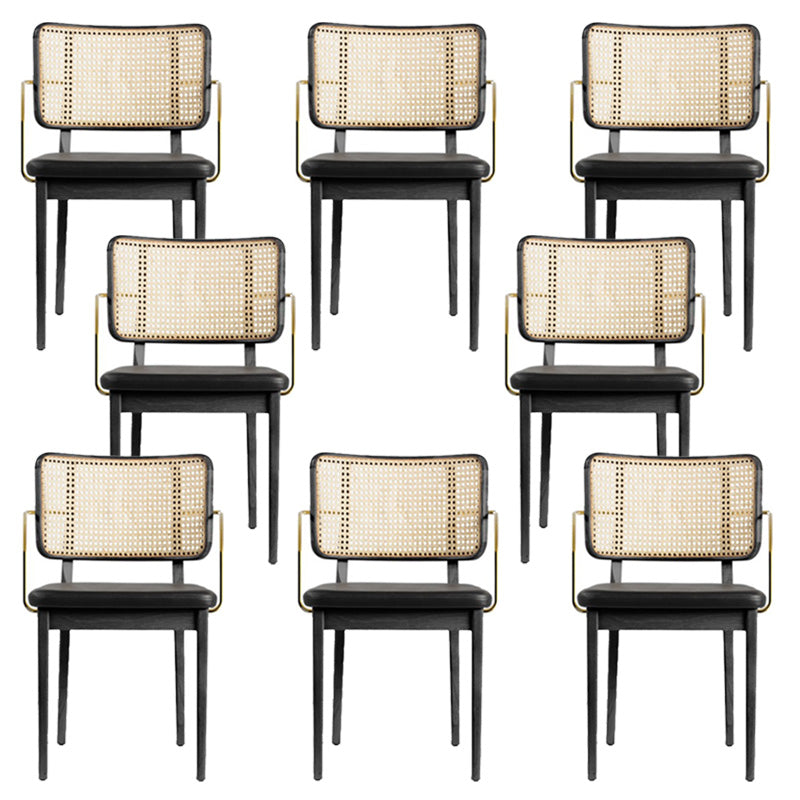 Tropical Armchair Rattan Stacking Outdoors Dining Chairs with Upholstered