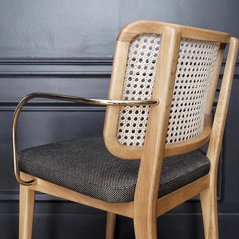 Tropical Armchair Rattan Stacking Outdoors Dining Chairs with Upholstered