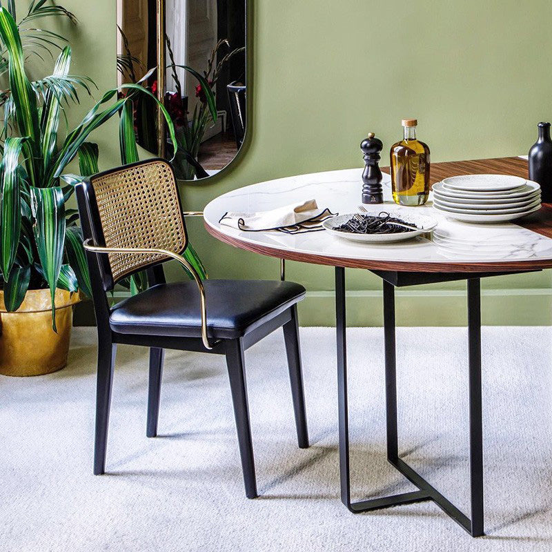 Tropical Armchair Rattan Stacking Outdoors Dining Chairs with Upholstered