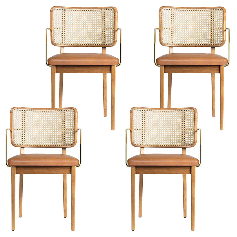 Tropical Armchair Rattan Stacking Outdoors Dining Chairs with Upholstered