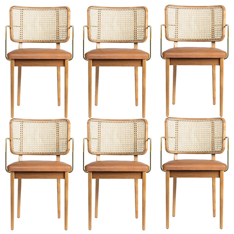 Tropical Armchair Rattan Stacking Outdoors Dining Chairs with Upholstered