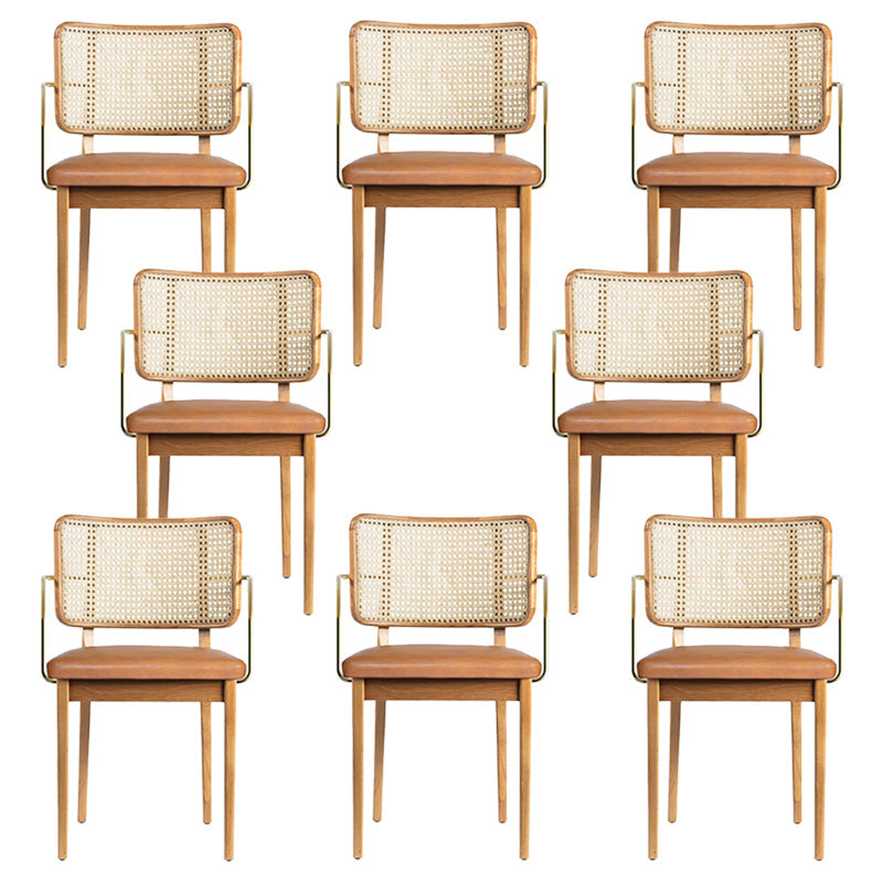 Tropical Armchair Rattan Stacking Outdoors Dining Chairs with Upholstered