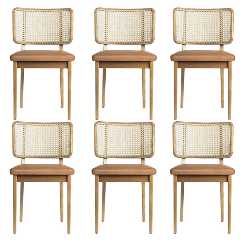 Tropical Armchair Rattan Stacking Outdoors Dining Chairs with Upholstered