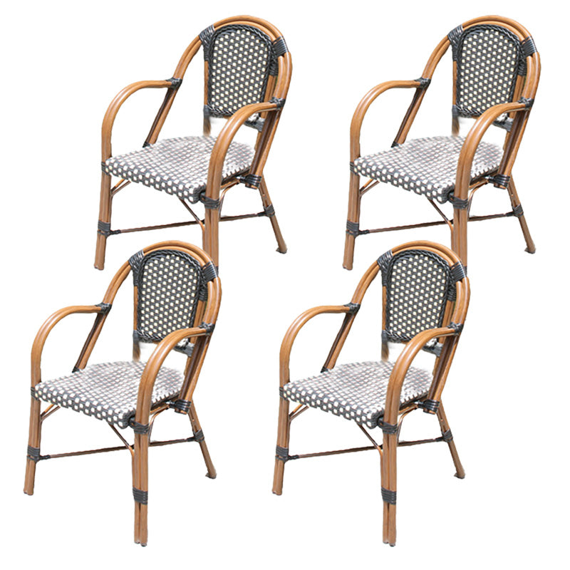 Stacking Armchair Tropical Rattan Dining Armchair with Upholstered