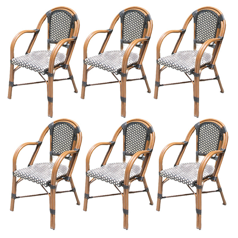 Stacking Armchair Tropical Rattan Dining Armchair with Upholstered