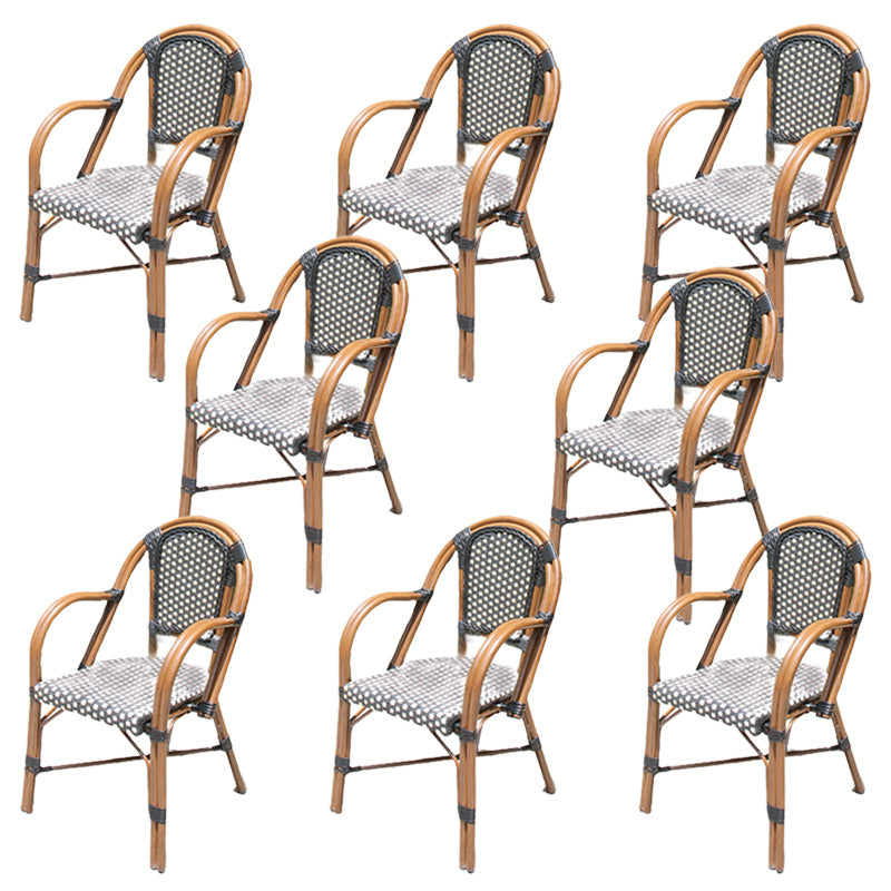 Stacking Armchair Tropical Rattan Dining Armchair with Upholstered