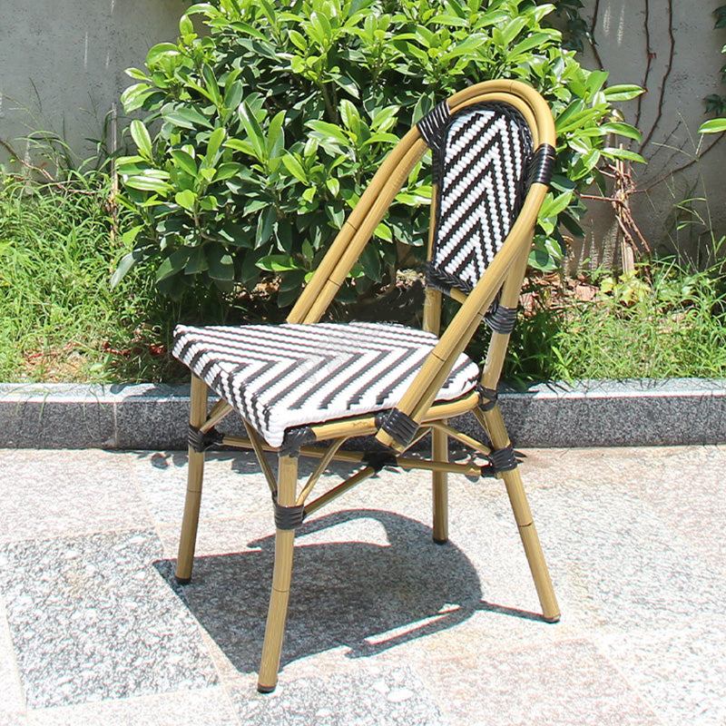 Stacking Armchair Tropical Rattan Dining Armchair with Upholstered