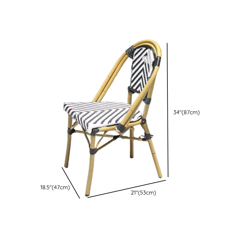 Stacking Armchair Tropical Rattan Dining Armchair with Upholstered