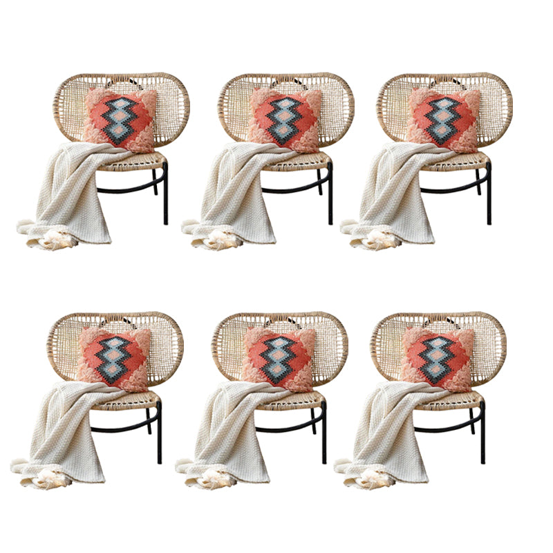 25" Wide Tropical Side Chair Rattan Armles Dining Side Chair