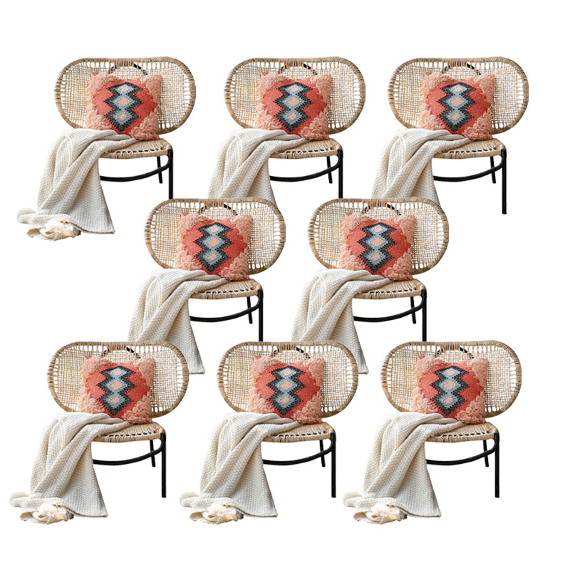 25" Wide Tropical Side Chair Rattan Armles Dining Side Chair