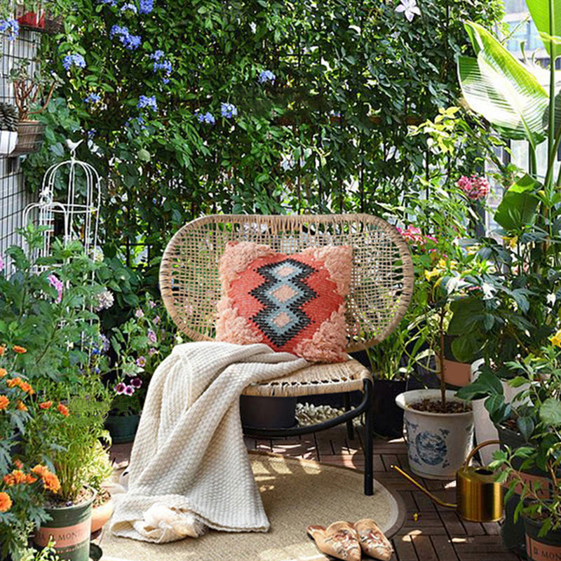 25" Wide Tropical Side Chair Rattan Armles Dining Side Chair