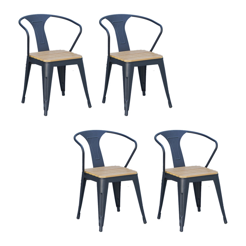 Industrial Metal Stacking Dining Armchair Water Resistant Patio Arm Chair
