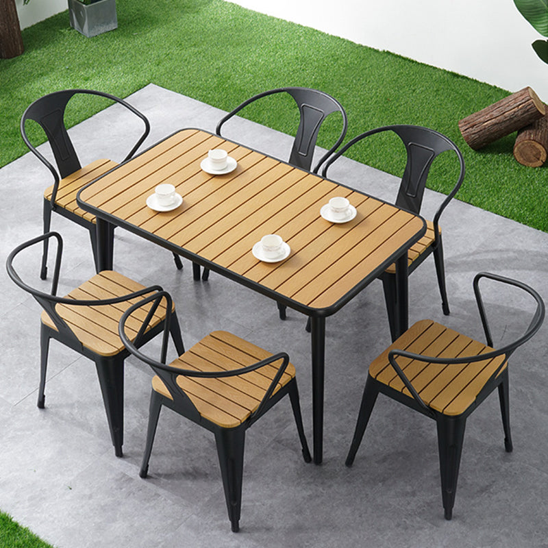 Industrial Metal Stacking Dining Armchair Water Resistant Patio Arm Chair