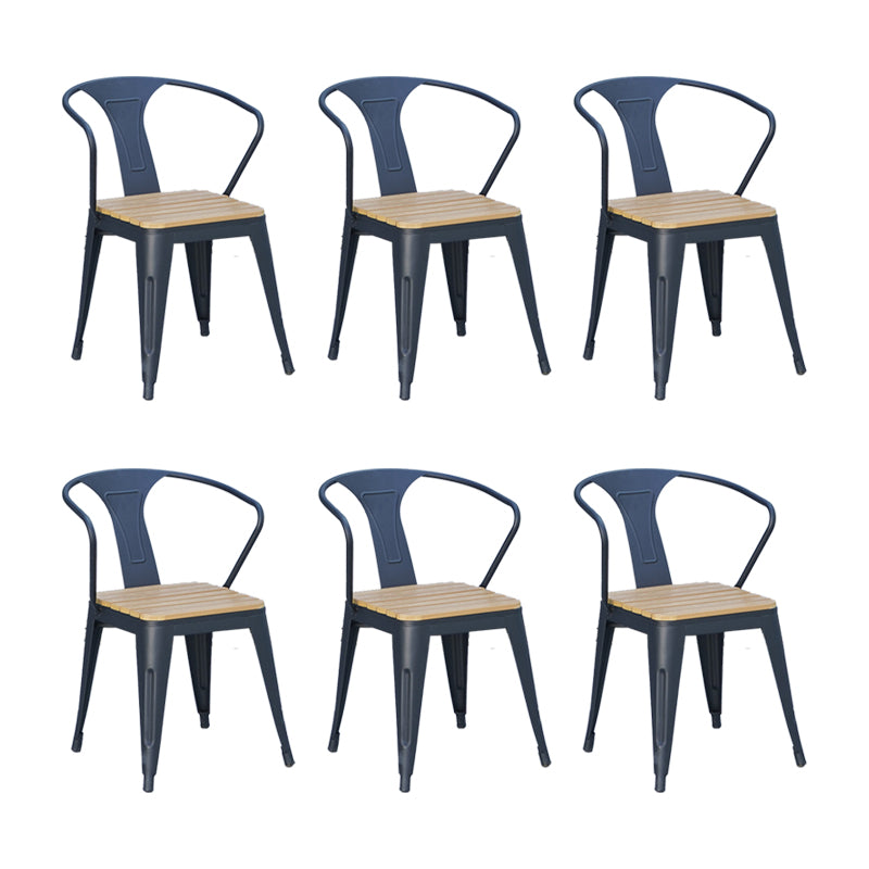 Industrial Metal Stacking Dining Armchair Water Resistant Patio Arm Chair