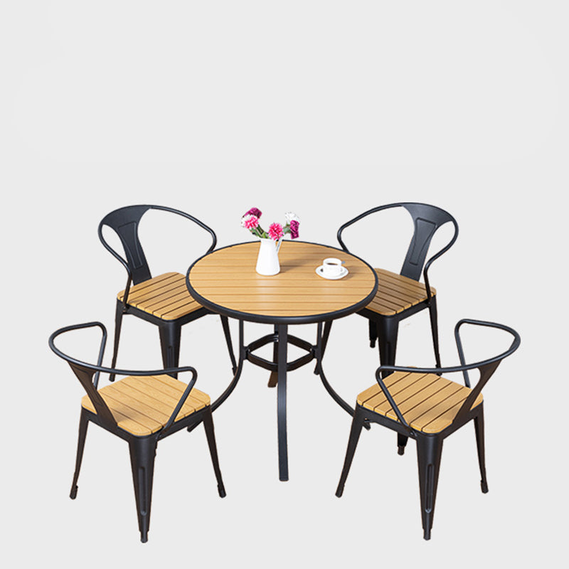 Industrial Metal Stacking Dining Armchair Water Resistant Patio Arm Chair