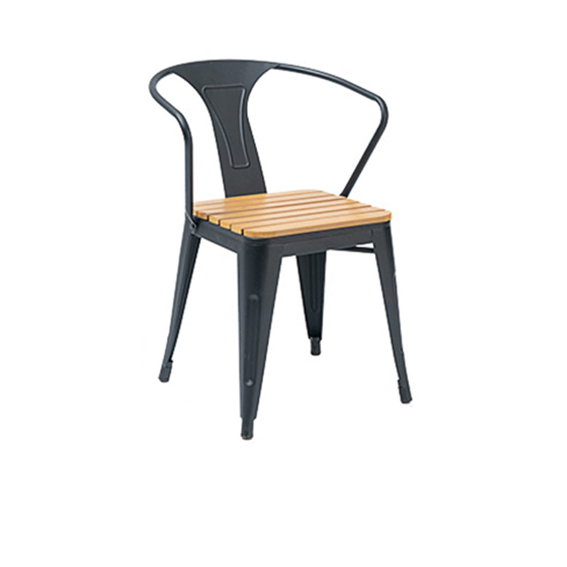 Industrial Metal Stacking Dining Armchair Water Resistant Patio Arm Chair