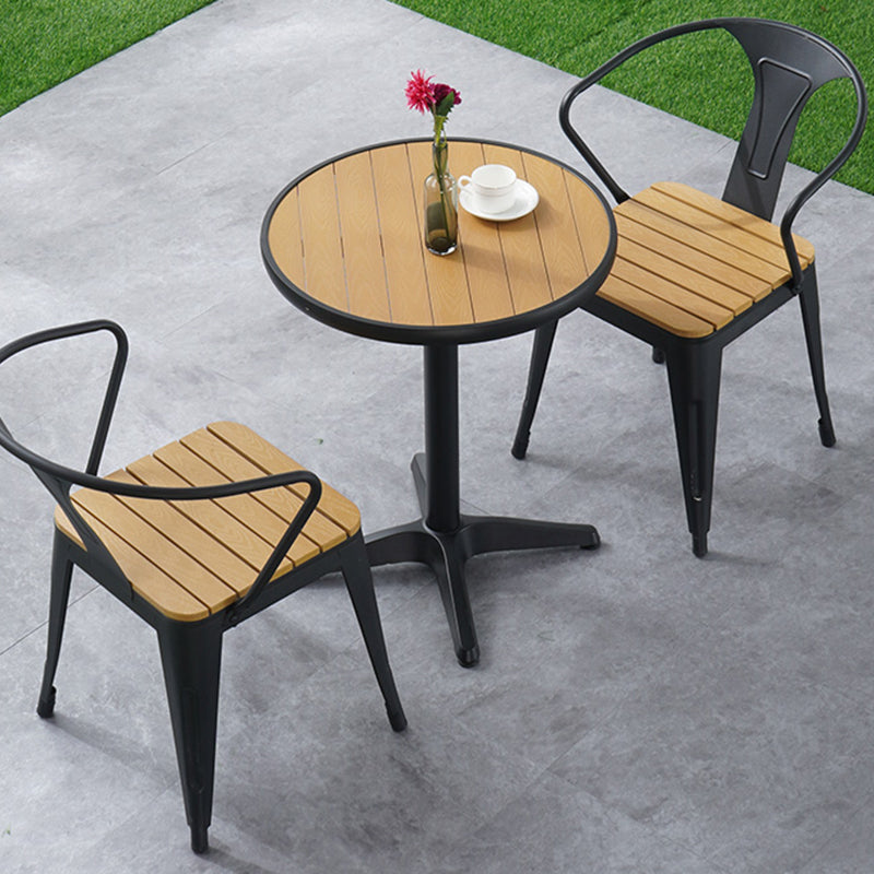 Industrial Metal Stacking Dining Armchair Water Resistant Patio Arm Chair