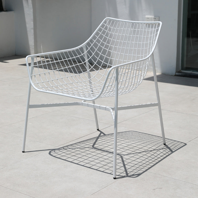 Industrial Metal Dining Armchair Water Resistant Armchair with Arm