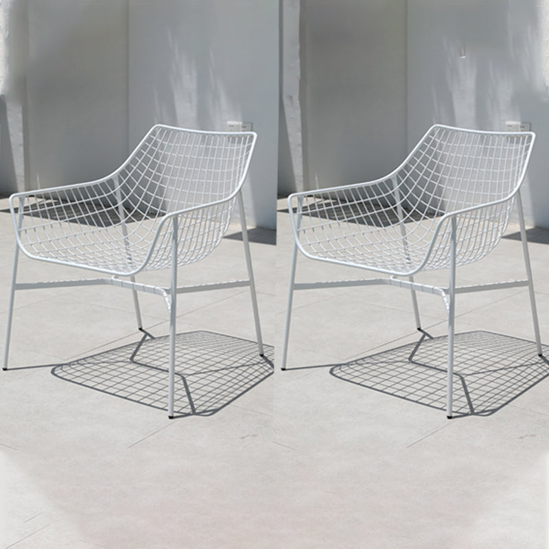 Industrial Metal Dining Armchair Water Resistant Armchair with Arm