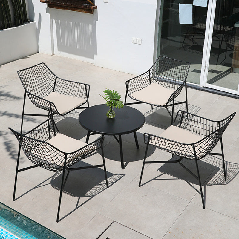 Industrial Metal Dining Armchair Water Resistant Armchair with Arm